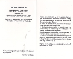 Antonetta van Kuik- Henricus Lambertus van Loon